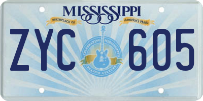 MS license plate ZYC605