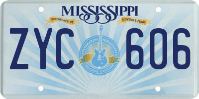 MS license plate ZYC606