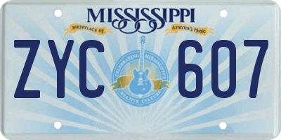 MS license plate ZYC607