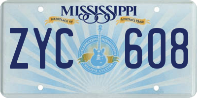 MS license plate ZYC608