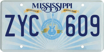 MS license plate ZYC609