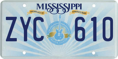 MS license plate ZYC610