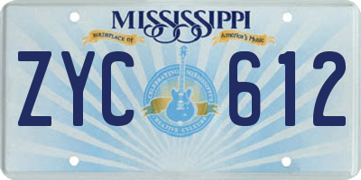 MS license plate ZYC612