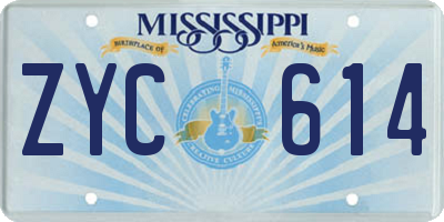 MS license plate ZYC614