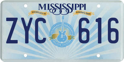 MS license plate ZYC616