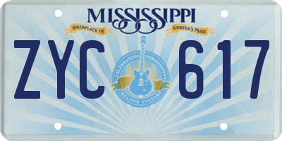 MS license plate ZYC617