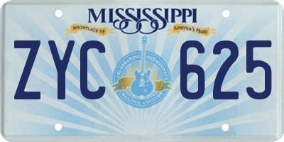 MS license plate ZYC625