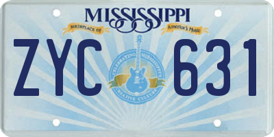 MS license plate ZYC631