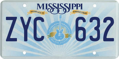 MS license plate ZYC632