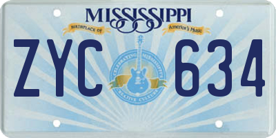 MS license plate ZYC634