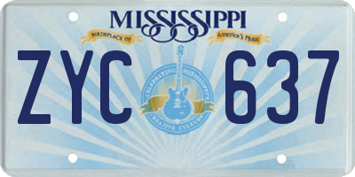 MS license plate ZYC637