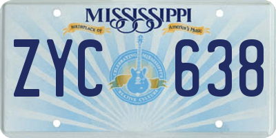 MS license plate ZYC638