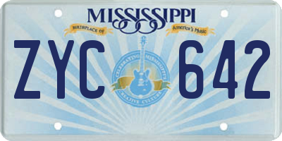MS license plate ZYC642