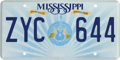 MS license plate ZYC644
