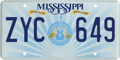 MS license plate ZYC649