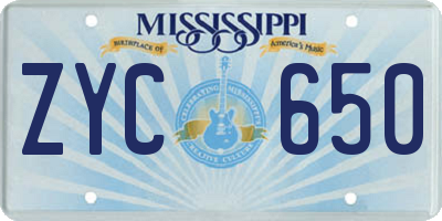 MS license plate ZYC650