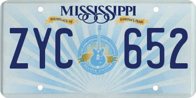 MS license plate ZYC652