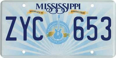 MS license plate ZYC653