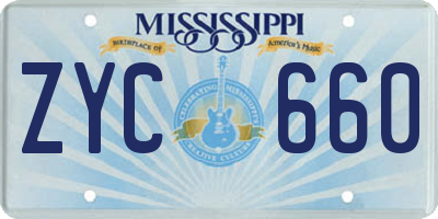 MS license plate ZYC660
