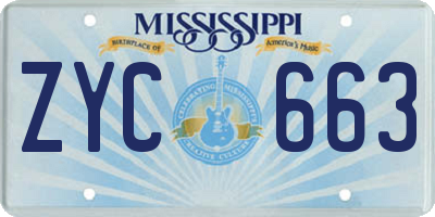 MS license plate ZYC663