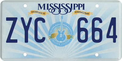 MS license plate ZYC664