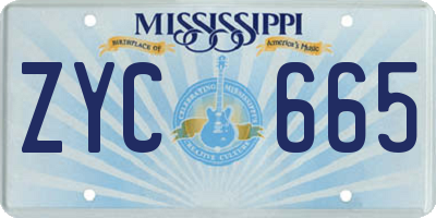MS license plate ZYC665