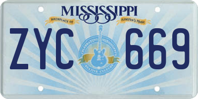 MS license plate ZYC669