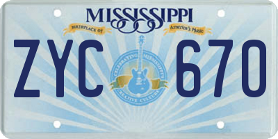 MS license plate ZYC670