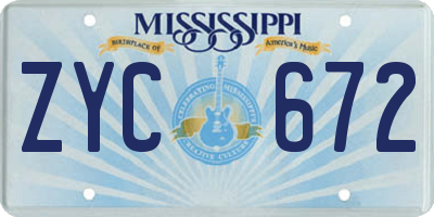 MS license plate ZYC672