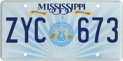 MS license plate ZYC673