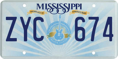 MS license plate ZYC674