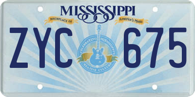 MS license plate ZYC675