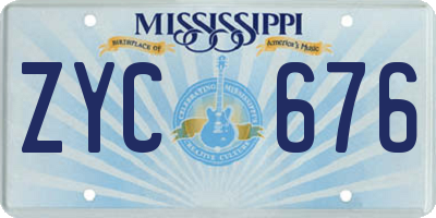 MS license plate ZYC676
