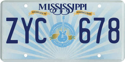 MS license plate ZYC678