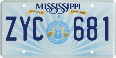 MS license plate ZYC681