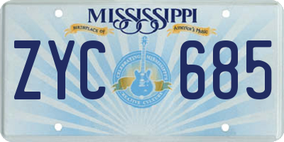 MS license plate ZYC685