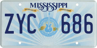 MS license plate ZYC686