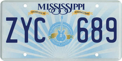 MS license plate ZYC689