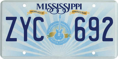 MS license plate ZYC692