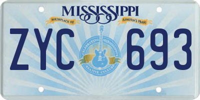 MS license plate ZYC693