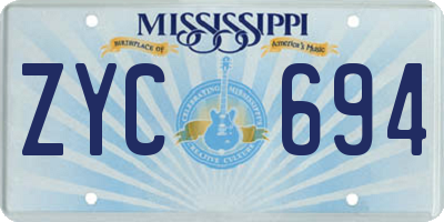 MS license plate ZYC694