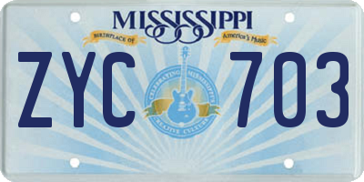 MS license plate ZYC703