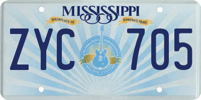 MS license plate ZYC705