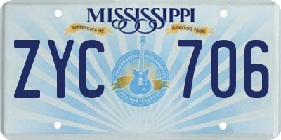 MS license plate ZYC706
