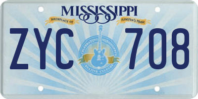 MS license plate ZYC708