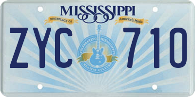 MS license plate ZYC710