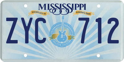 MS license plate ZYC712