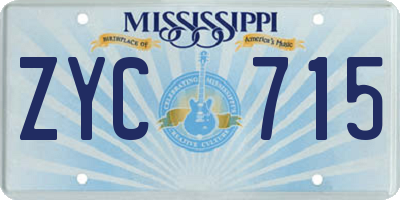 MS license plate ZYC715