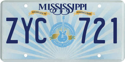 MS license plate ZYC721