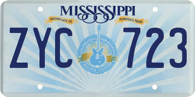 MS license plate ZYC723